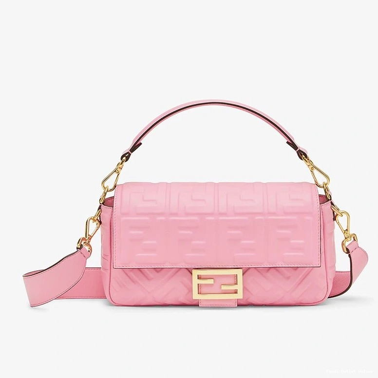 Nappa FF Medium In Baguette Bag Leather Pink Motif Fendi 0712